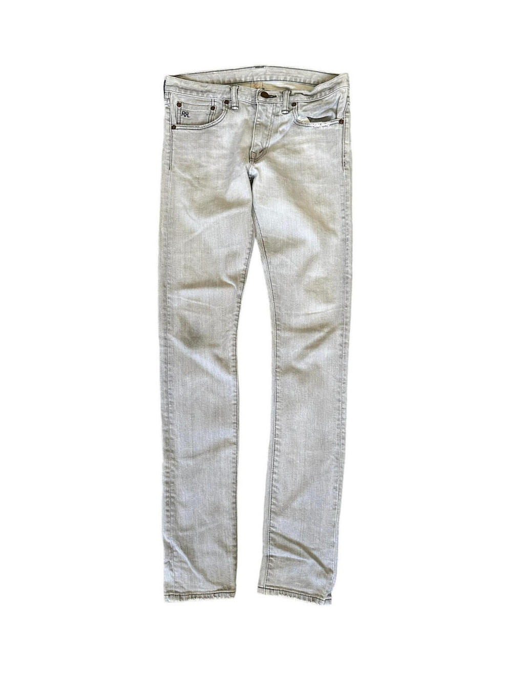 RRL Double R Ralph Lauren Faded Grey USA Skinny Jeans Woven Denim Womens Size 28